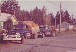 Roofing trucks Langford, Victoria, BC 1960s